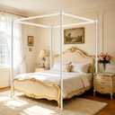 Canopy Bed Frame Queen Size, Thickened Stainless Steel 4 Corner Bed Canopy Poles, Heavy Duty Net Frame for Curtains, Bedroom Decor Canopy Bracket, Easy Assembly, 59 x 78 x 78 in