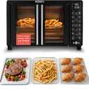Gourmia French Door Air Fryer 25 Qt Large Capacity Convection Oven, Fryforce 360, Digital Display with 17 Cooking Presets, Bake, Toast, Roast, Dehydrate, Fits 12 Pizza