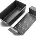 HONGBAKE Meatloaf Pan with Drain Tray, 9 x 5 Inches Loaf Pans with Insert, Nonstick Meat Loaf for Baking, Reduce the Fat and Kick Up the Flavor, Grey (Space Grey - 1 Pack)