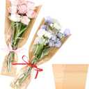 Jansun 100Pcs Flower Wrapping Bags Kraft Paper Flower Sleeves for Bouquets Flower Bags for Birthday Wedding Graduation Gift, Florist Wrap Supplies 9.8x17.9 Inch