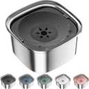 UPSKY 3L Dog Water Bowl 101oz Stainless Steel No Spill Large Capacity Dog Food Water Bowl Slow Water Feeder, Spill Proof Pet Water Dispenser Vehicle Carried Travel Water Bowls (gray)