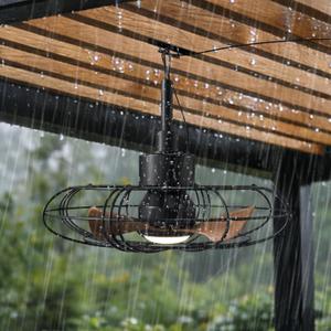 NACATIN Outdoor Ceiling Fan with Lights, Remote, Wall Switch Control, IP55 Waterproof Ceiling Fans with Lights and Remote, 3 Color Temperatures: Perfect for Patios, Gazebos, & Bedrooms, Black