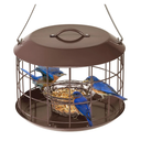 Kingsyard Bluebird Feeders for Outdoors Hanging, All Metal, Cage Bird Feeder with Tray, Squirrel Proof & Weatherproof, Easy to Refill & Clean (Brown)