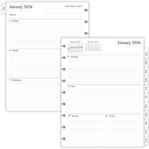 2026 Weekly Planner Refills for Happy Planner Classic Notebook - 9 Discs Punched, Two Pages Per Week, Jan 2026 to Dec 2026, 7" x 9-1/4"