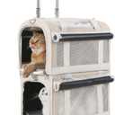 Extra Large Double Pet Carrier with 2 Detachable Carrier Bags, Cat Carrier Soft with Wheels for 2 Extra Large Cats or Small Dogs, Portable Cat Rolling Carrier for Car Travel Bus Subway, Brown