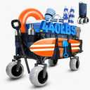 Beach Wagon with Extended Tailgate, 9" Big Sand-Proof Wheels, Heavy Duty 200L Oversized Foldable Beach Cart, 440LBS Utility Wagon with Side Pocket for Sand,Camping,Vacation