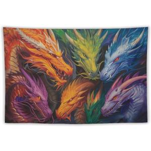 FeoYoed Tapestry Wall Hanging Aesthetic Decoration For Bedroom Living Room Wall Art Tapestries Colorful Dragons 40"x60"