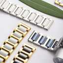 Kai Tian Stainless Steel Ceramic Watch Band Links 18mm/20mm/22mm Watch Wrist Bands Mens Watch Bracelet with Butterfly Buckle