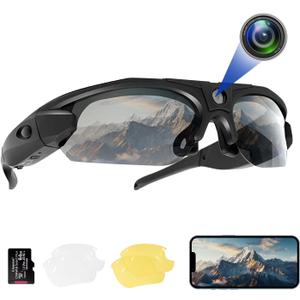 FlyGift Sport Camera with WiFi, Camera Sunglasses for Outdoor Sports Supports iOS&Android (64GB TF Card Included)