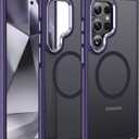 JAME for Samsung Galaxy S24 Ultra Case, [Compatible with Magsafe] [Military Grade Protection] [Anty-Slip Grip] Gorgeous Protective Camera Bezel Galaxy S24 Ultra Magnetic Translucent Matte Case, Purple