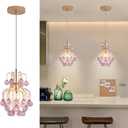 Elegant Mini Chandelier Crystal Pendant Light, Purple (Flush Mount Type)