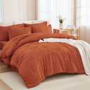 Andency California King Comforter Set Burnt Orange - 7 Piece Cal King Bed in a Bag Boho Terracotta Tufted Bedding Sets, Rust Bed Set with Comforter, Sheets, Pillowcases & Shams