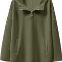 Womens Oversized Hoodie Quarter Zip Sweatshirts 2024 Fall Tunic Pullover Top Trendy Teen Girls Preppy Clothes (Medium, Olive)