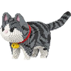 HONLANCH Animal Gray Striped Bell Cat Micro Building Blocks Set8000PCS Gift for Adults and Kids