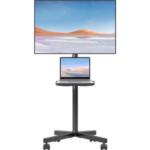suptek Mobile TV Cart for 21-60 Inch LCD LED Flat/Curved Panel Screen TVs Max VESA 400x400 with Laptop Shelf Holds up to 77lbs, ML55B (Black)