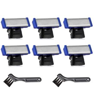 6PCS LinMei Replacement Shaver Heads for 1st Generation Micro Touch Solo Men's Trimmer with 2 Cleaning Brushes (Blue)