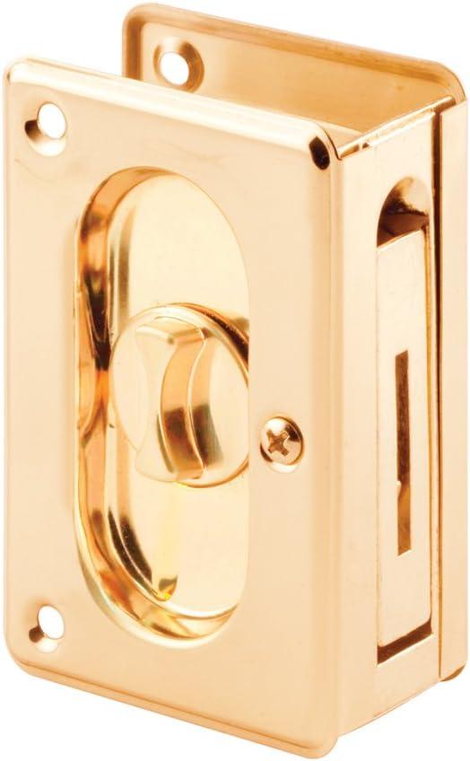 Prime-Line N 7365 Pocket Door Privacy Lock with Pull - Replace Old or Damaged Pocket Door Locks Quickly and Easily  Polished Brass, 3-3/4 (Single Pack)