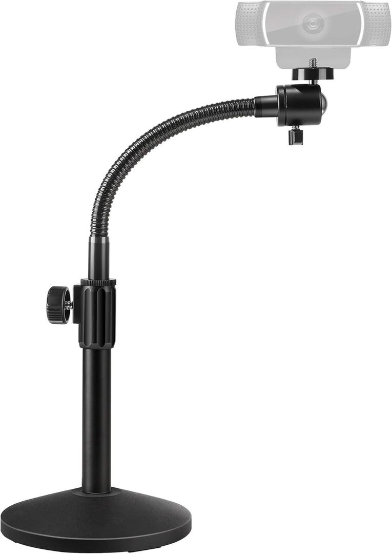 Puroma Webcam Stand Goose-Neck Mount Stand Upgraded Desktop Stand for Logitech Webcam C922 C930e C920S C920 C615 and Other Webcam with 1/4" Thread