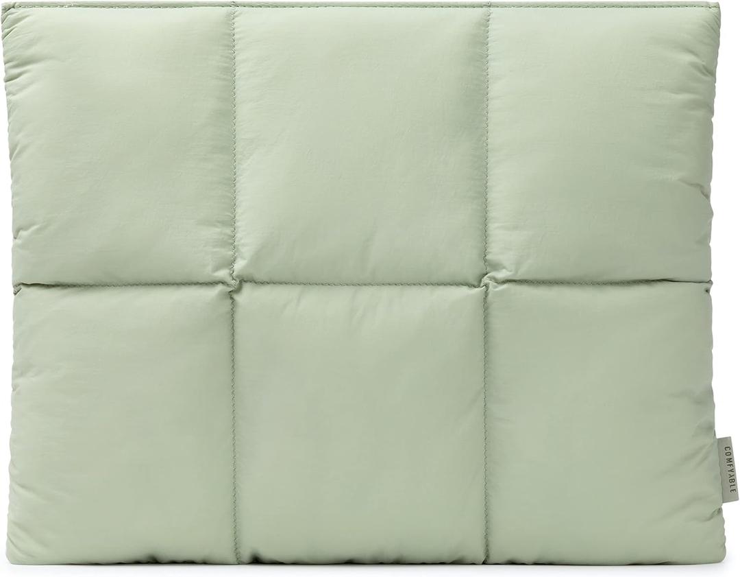 Comfyable Puffy Laptop Sleeve 13 Inch 14 Inch, Quilted Puffer Laptop Carrying Case, Pillow Case Compatible with MacBook Air M4 2025 M3 M2 M1, MacBook Pro M5 M4 Pro/Max, Sage