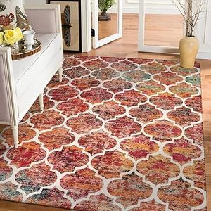 Lahome Moroccan 5x7 Area Rugs for Living Room Machine Washable Rug, Beige Rug for Bedroom Soft Low Pile Non-Slip, Large Carpet for Dinning Playroom Classroom Room Decor Color: California Sunset
