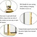 JHY DESIGN 15" H Stainless Steel Decorative Candle Lanterns with Tempered Glass Vintage Elegance for Indoor Outdoor Events Parties and Weddings(Gold)