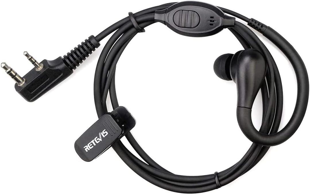 Retevis RT22 Walkie Talkie Earpiece with Mic, Earhook, 2 Pin, for RT22 RT68 RT21 H-777 RT86, Compatible with Pxton Baofeng BF-888S BF-T26 Kenwood Two Way Radio, Two Way Radio Earpiece(1 Pack)