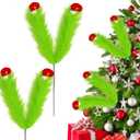 Vloso 2 Pcs Christmas Tree Picks 27 Inch,Green Furry Legs for Christmas Tree Topper Wreath Vase Filler,Green Feet Christmas Tree Decorations