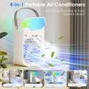 Portable Air Conditioners,4-in-1 Air Conditioner,2.3-Second Cooling & 3 Fan Speeds,1600ML Water Tank With 2 Mist,10 Color Night Light,Remote Control,Portable AC for Room,Car,Bedroom,Office,Outdoor