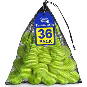 FURWEY Tennis Balls, 12/24/36/80 Pack Bulk Tennis Balls Pressureless Tennis Ball, Come with Mesh Bag for Easy Transport,Pet Dog Playing Balls, Good for Beginner Training Ball