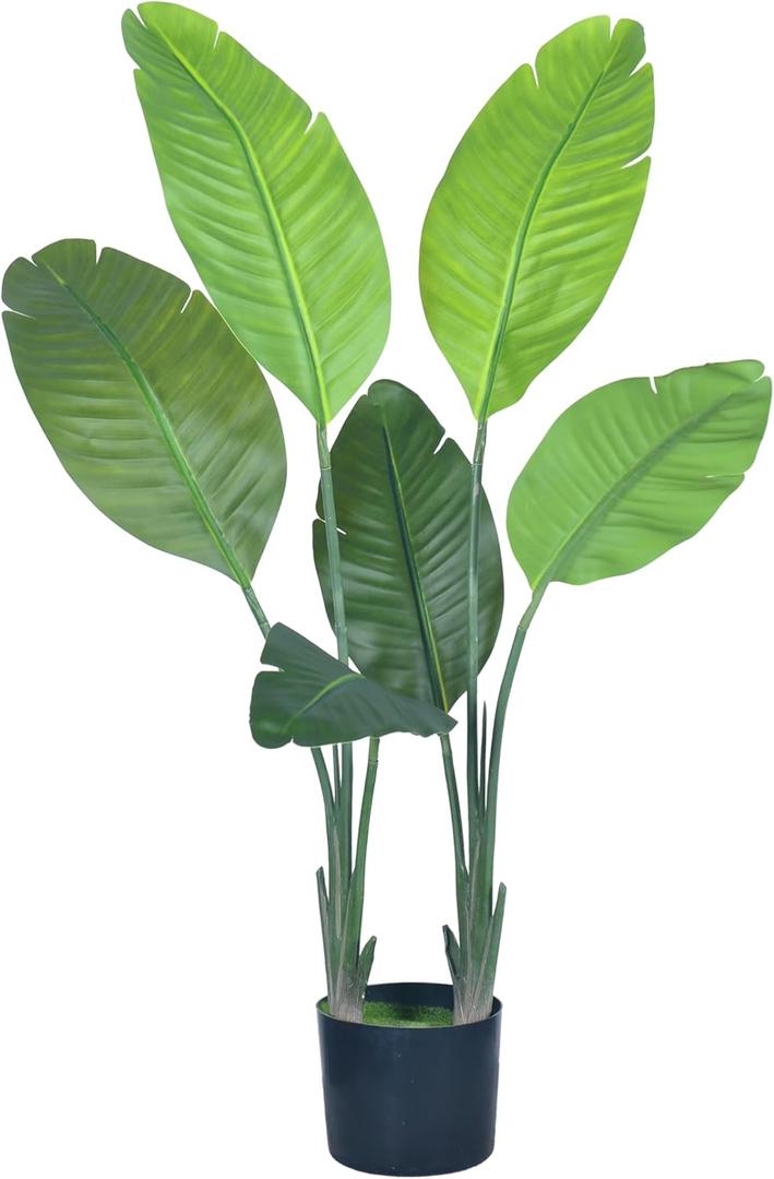 Bird of Paradise Plant Artificial - 3FT Faux Plants Indoor Tall with Realistic Trunks - Indoor Silk Floor Plant for Home Decor in Living Room, Office, and Bedroom