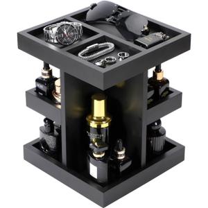 EXIN DECHEN Cologne Organizer for Men,Cologne Stand,3 Tier Wooden Perfume Shelf with Rotate,Desk Organizer,Gift for Dad From Wife,Husband Boyfriend Birthday Gift Ideas,Gifts for Men