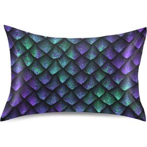 Dragon Scales Texture Satin Pillowcase for Hair and Skin Silk Pillowcase - Satin Pillow Covers with Envelope Closure 2 PCs 16x16