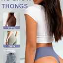 High Waisted Thongs Underwear for Women Seamless No Show Panties Soft Tagless High Cut Ladies Thong 6 Pack (M)