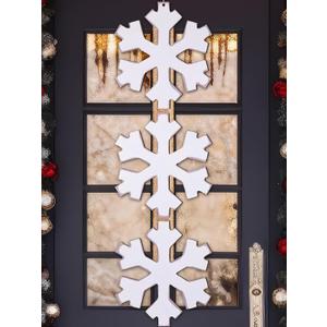 Winter Snowflake Hanging Door Sign Winter Rustic White Snowflake Wooden Hanging Sign Wreath Plaque Decorations for Front Door Porch Home Decor