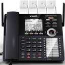 VTech AM18447 Main Console 4-Line Expandable Small Business Office Phone System with Answering Machine, Intercom, Auto Attendant & Music on Hold, Black