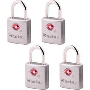Master Lock Brass TSA Locks for Luggage with Key, TSA Approved Keyed Padlock for Backpacks, Suitcases, and Luggage, Zipper Lock, 4 Pack, 4683Q