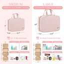HOTOR Travel Toiletry Bag - Hanging Toiletry Bag for Women & Men, Makeup Bag/Big Comparment, Waterproof for Travel Accessories, Travel Essentials, Large, Pale Pink
