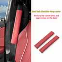 2PCS Car Seat Belt Cover Perforated Red LeatherBreathable Leather Soft Harness Pad Protect Neck and Shoulder Universal for Car, SUV (12 in)