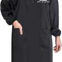 Waterproof Pet Grooming Smock with Zipper Long Sleeves Pet Grooming Work Clothes with Two Pockets Dog Cosmetologist