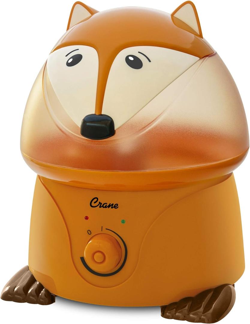 Crane 1 Gallon Animal Cool Mist Ultrasonic Humidifier for Kids' Bedroom and Nursery, Automatic Shut off, Adjustable Output, Fox