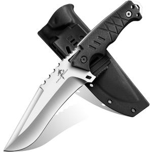 Purple Dragon Outdoor Knife with Kydex Sheath - D2 Steel Survival Knives for Camping, Bushcraft - Ergonomic G10 Handle Outdoor Survival Gear Christmas Gift for Men and Women (5.55 inch)