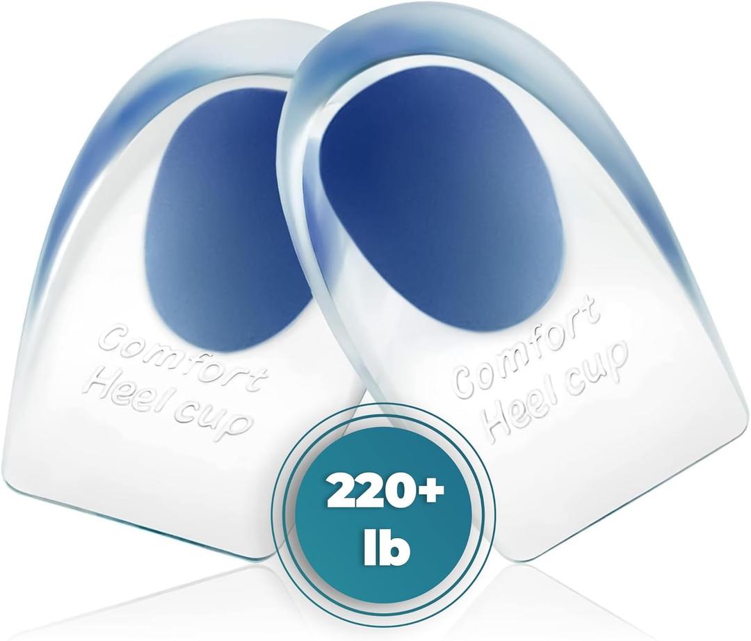 Heel Cups for Achilles Tendonitis & Plantar Fasciitis - 2 Pack Gel Shoe Inserts for Heel Pain Relief, Arch Support, for Women & Men (Size L (Men 10-14.5, Women 11.5-13))