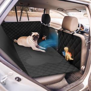 Dog Car Seat Cover for Back Seat Hard Bottom Protector -Waterproof Dog Hammock for Cars Mesh Window Panel - Heavy Duty 400lbs Backseat Extender for Dogs, Sturdy Pet Seat Covers for Trucks SUV, Black