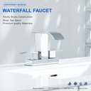 Chrome Bathroom Sink Faucet 2 Handles with Pop up Drain - Waterfall Bathroom Faucet Set 4 inch 2 or 3 Holes Centerset Mixer Tap Faucet with Supply Hoses for Bathroom Vanity Sink Vessel Basin