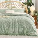 Bedsure Boho Duvet Cover King Size - Boho Bedding, Tufted King Duvet Cover for All Seasons, 3 Pieces Embroidery Shabby Chic Home Bedding,Comforter Not Included (Sage Green, 104" x 90")
