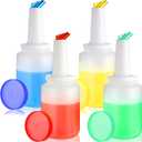 4 Pcs 2 Qt Bar Juice Pour Bottles Plastic Juice Wine Store and Pour Storage Containers with Colorful Spout & Lid Plastic Wine Pourer for Bars & Event Home Party Kitchen Supplies