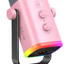 FIFINE XLR/USB Microphone, Gaming Recording PC Microphone with Headphones Jack, Mute Button, Dynamic RGB Mic for Computer, Streaming Mic for Podcasting Voice-Over YouTube Video-AmpliGame AM8 Pink
