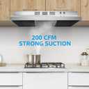Midea MVU30W2AST Range 30 Inch Under Cabinet Vent Ductless Convertible with Durable Stainless Steel, 200 CFM Kitchen Hood with 2 Reusable Filter, 2 Speed Exhaust Fan