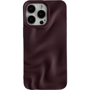 Caseative for iPhone 16 Pro Max Case,Water Ripple Pattern Wave Phone Case (Wine Red)