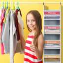 2 Pack Weekly Over the Door Organizer for Kids with 12 Side Pocket Hanging Clothes Organizer Closet Storage Monday Through Weekend Storage Shelves, 6 Shelf(Grey,Colorful), 4.72 x 11.81 x 61.42 inches